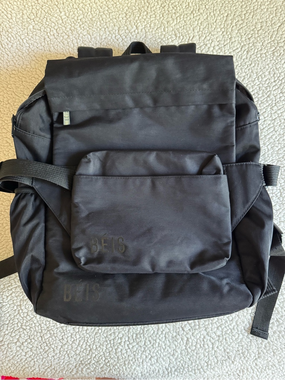BEIS black backpack w/ removable front pouch.